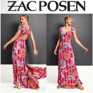 Zac Posen for Target Safety Pin Sweetheart Neck Open Back Maxi Dress Gown size 8